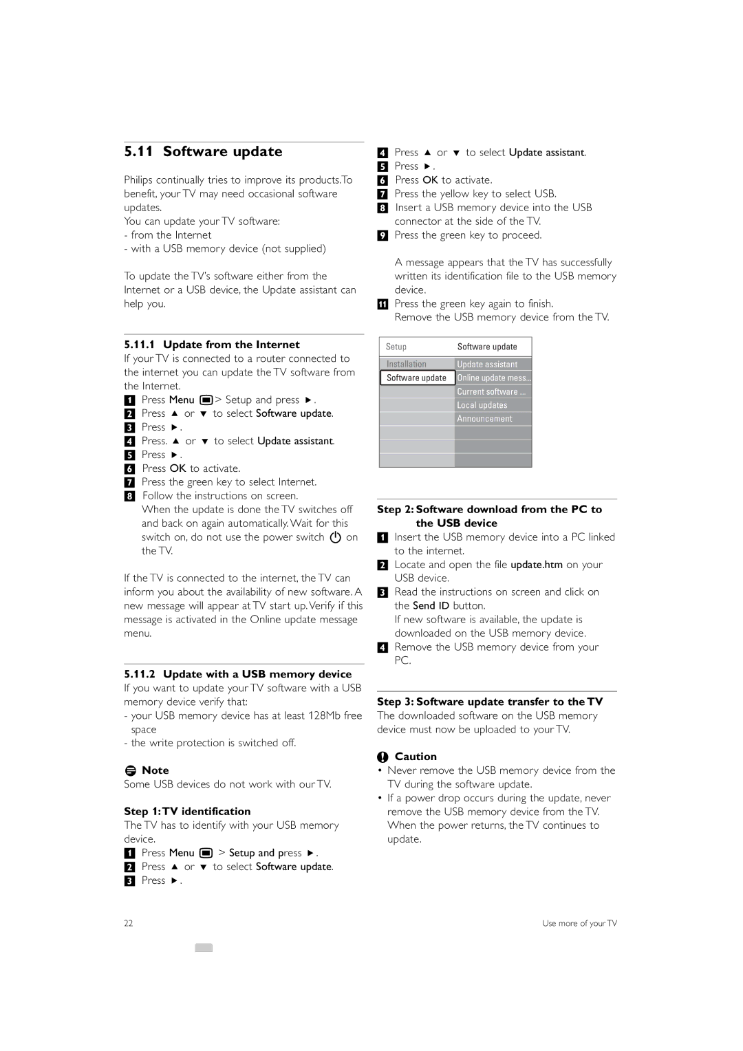 Philips 42PFL7503 manual Software update 