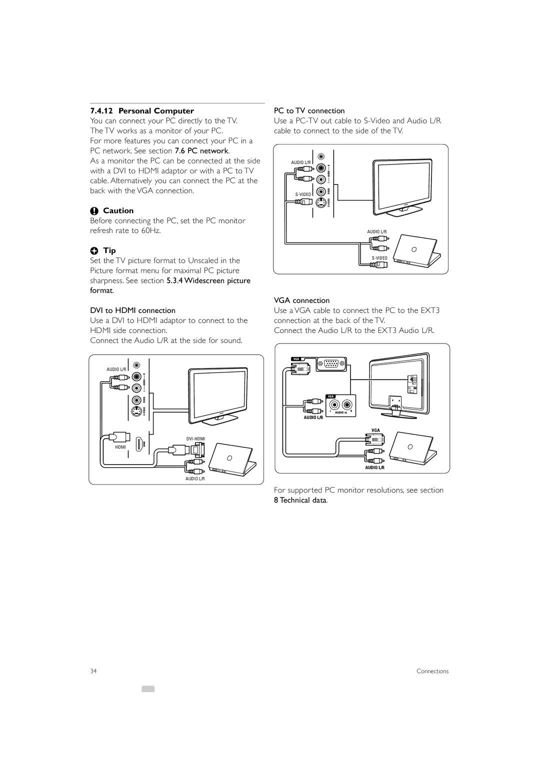 Philips 42PFL7503 manual Personal Computer, For supported PC monitor resolutions, see Technical data 