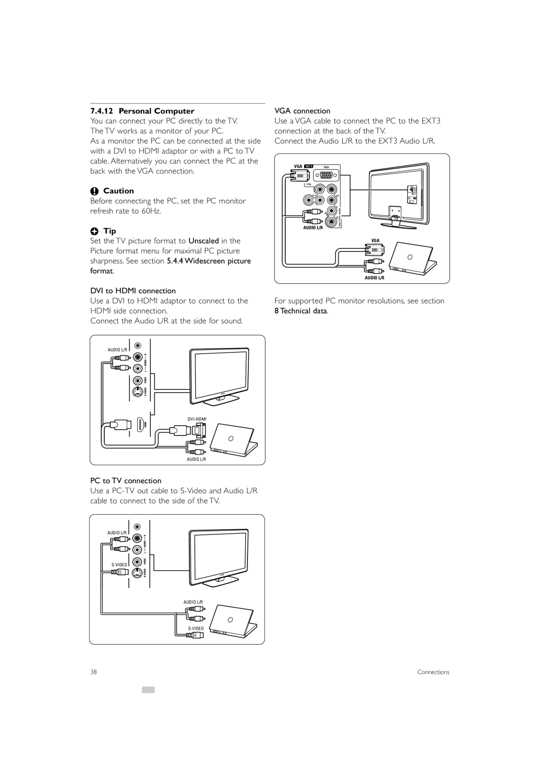 Philips 32PFL7623, 42PFL7623, 47PFL7623 manual Personal Computer, For supported PC monitor resolutions, see Technical data 