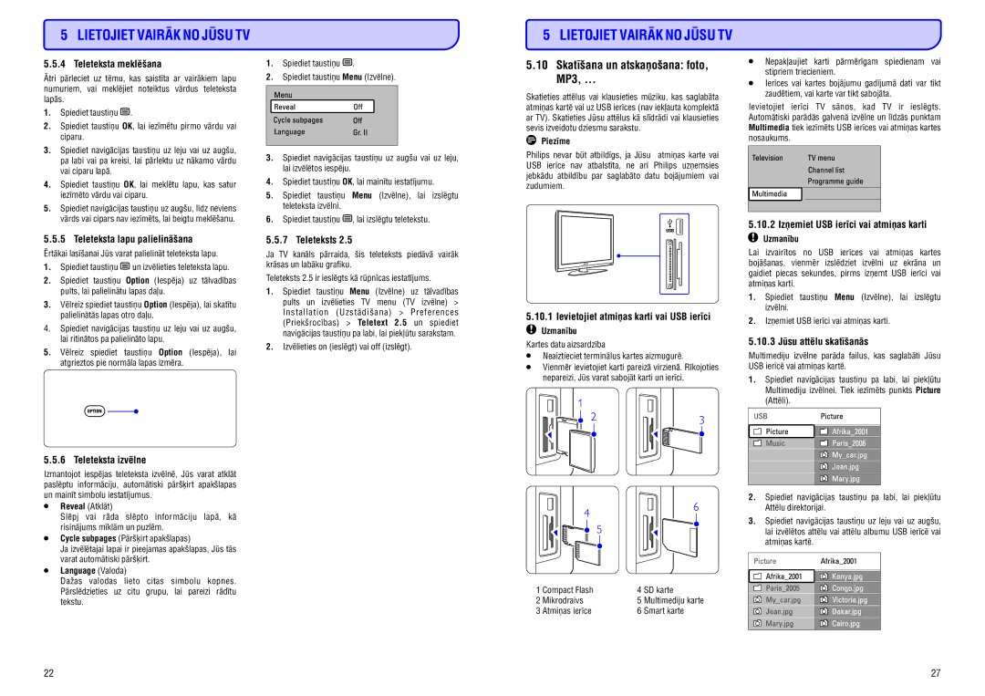 Philips 42PFL9732D manual Skatîðana un atskaòoðana foto, MP3 