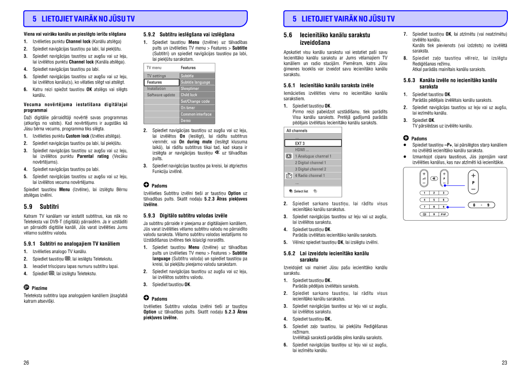 Philips 42PFL9732D manual Subtitri, Iecienîtâko kanâlu sarakstu izveidoðana 