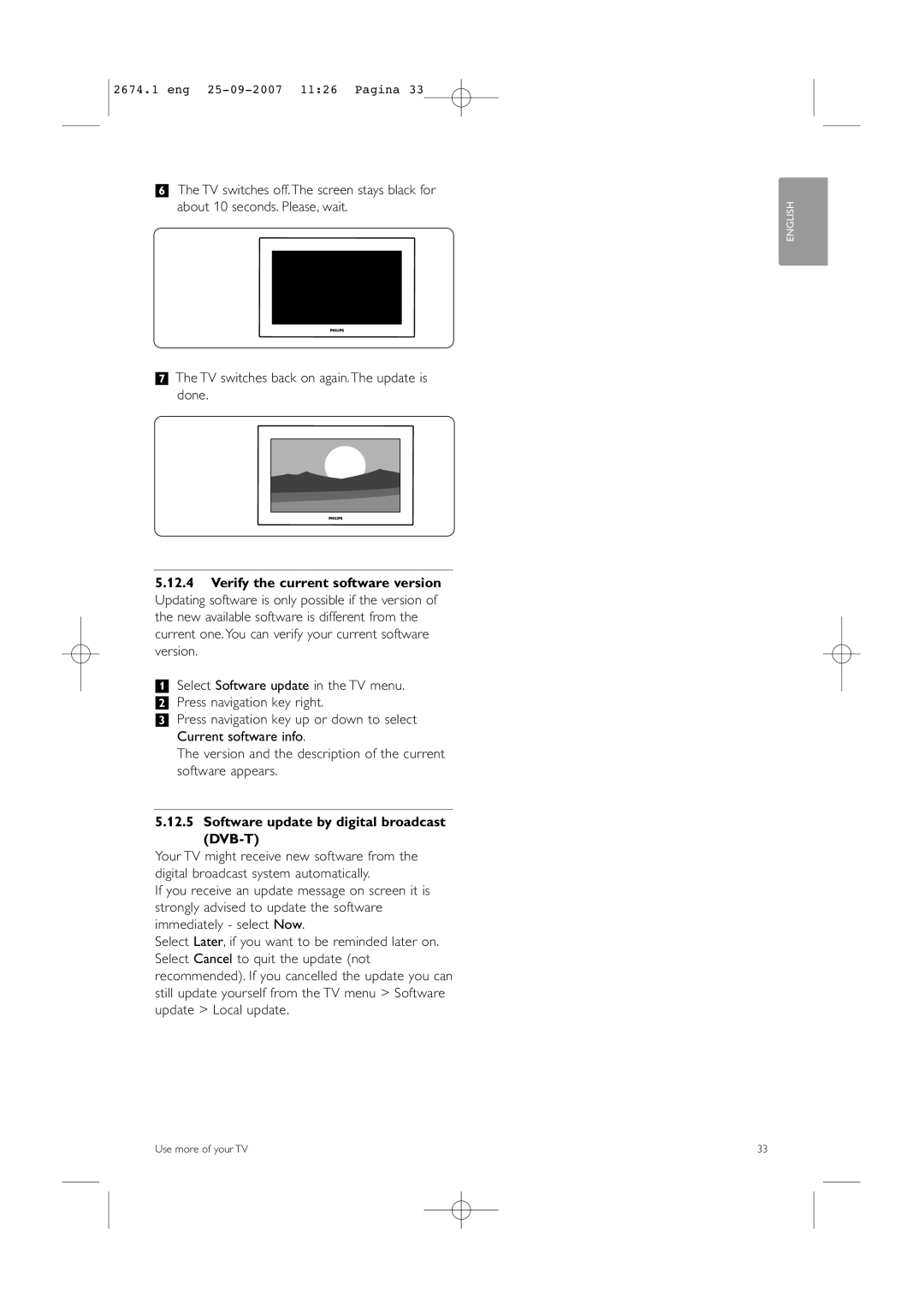 Philips 42PFL9900D/79 manual Software update by digital broadcast DVB-T 