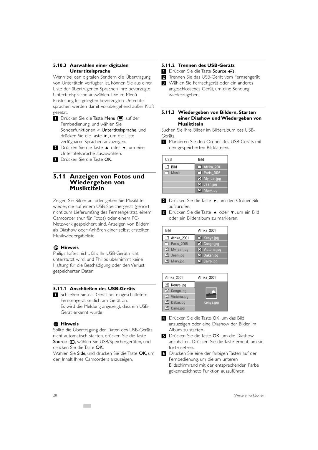 Philips 42PFL9903H/10 Anzeigen von Fotos und Wiedergeben von Musiktiteln, Auswählen einer digitalen Untertitelsprache 