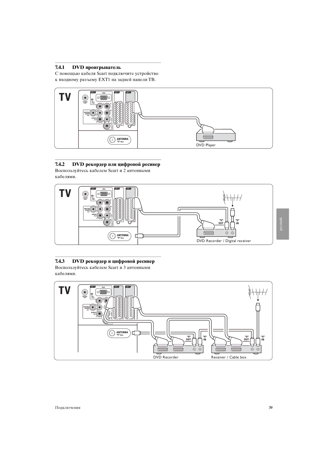 Philips 37PFL9903H/10, 42PFL9903H/10 manual DVD рекордер или цифровой ресивер, DVD рекордер и цифровой ресивер 