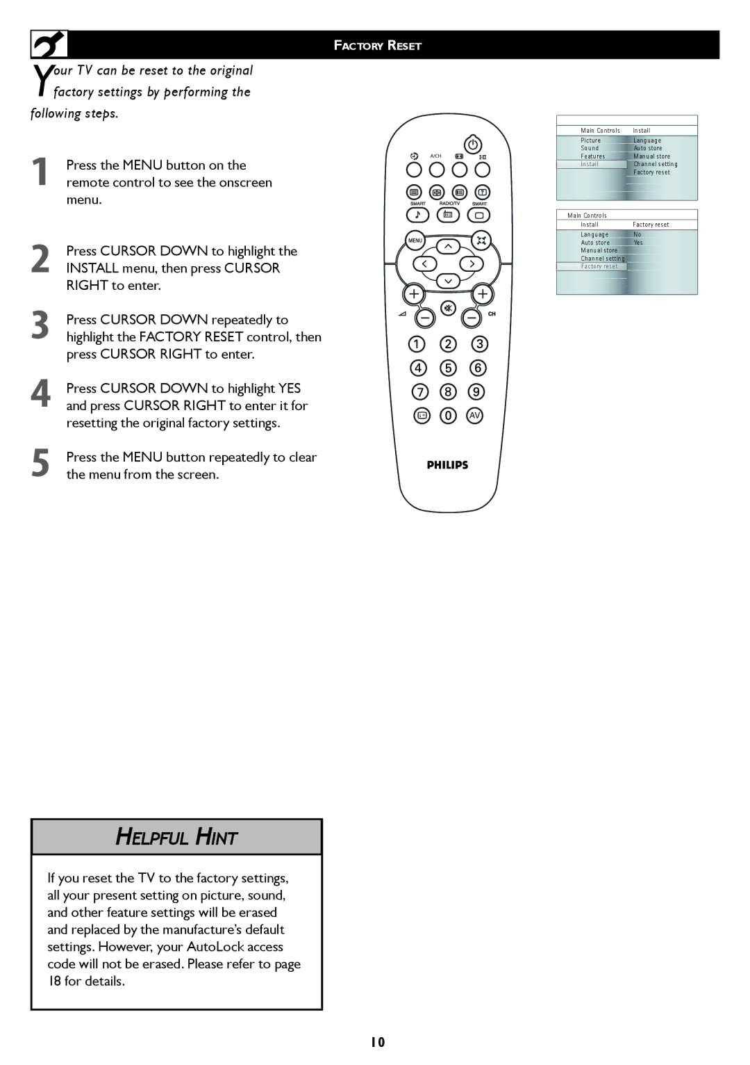 Philips 42TA1800, 37TA1800 user manual Following steps 