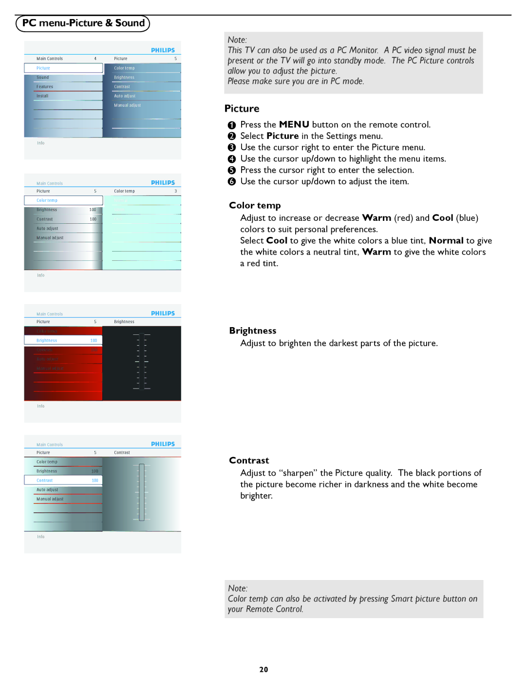 Philips 42TA3000 manual Menu-Picture & Sound 