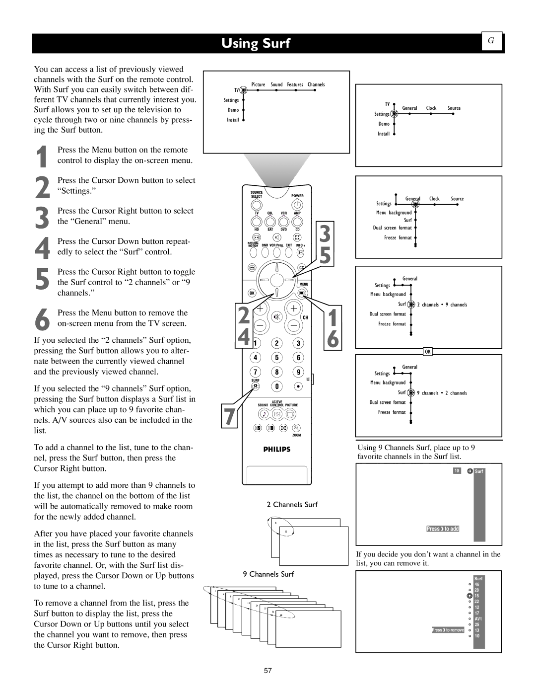 Philips 44PL9523, 55PL9223, 55PL9523 setup guide Using Surf 