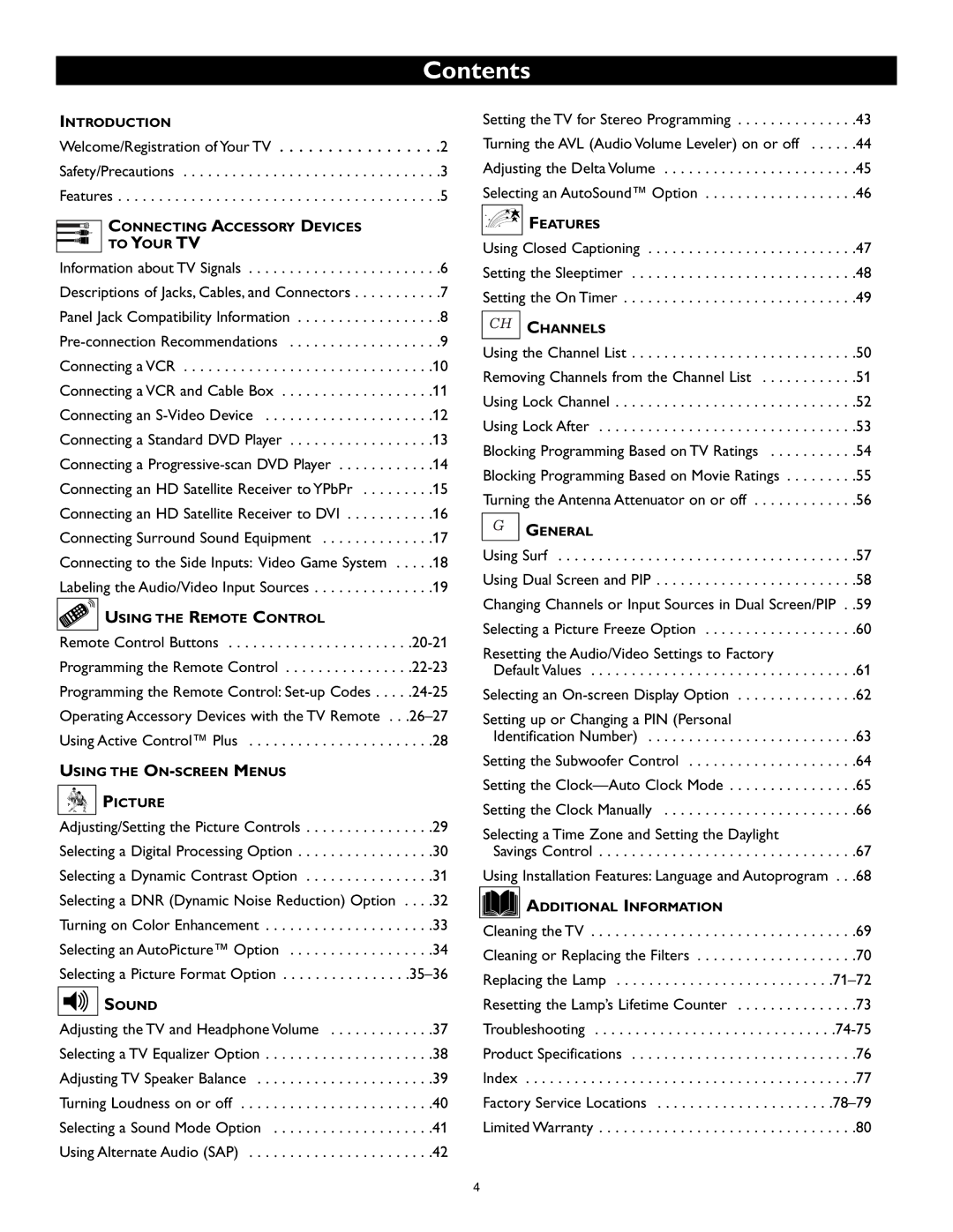 Philips 44PL9522, 44PL9773, 55PL9773 setup guide Contents 