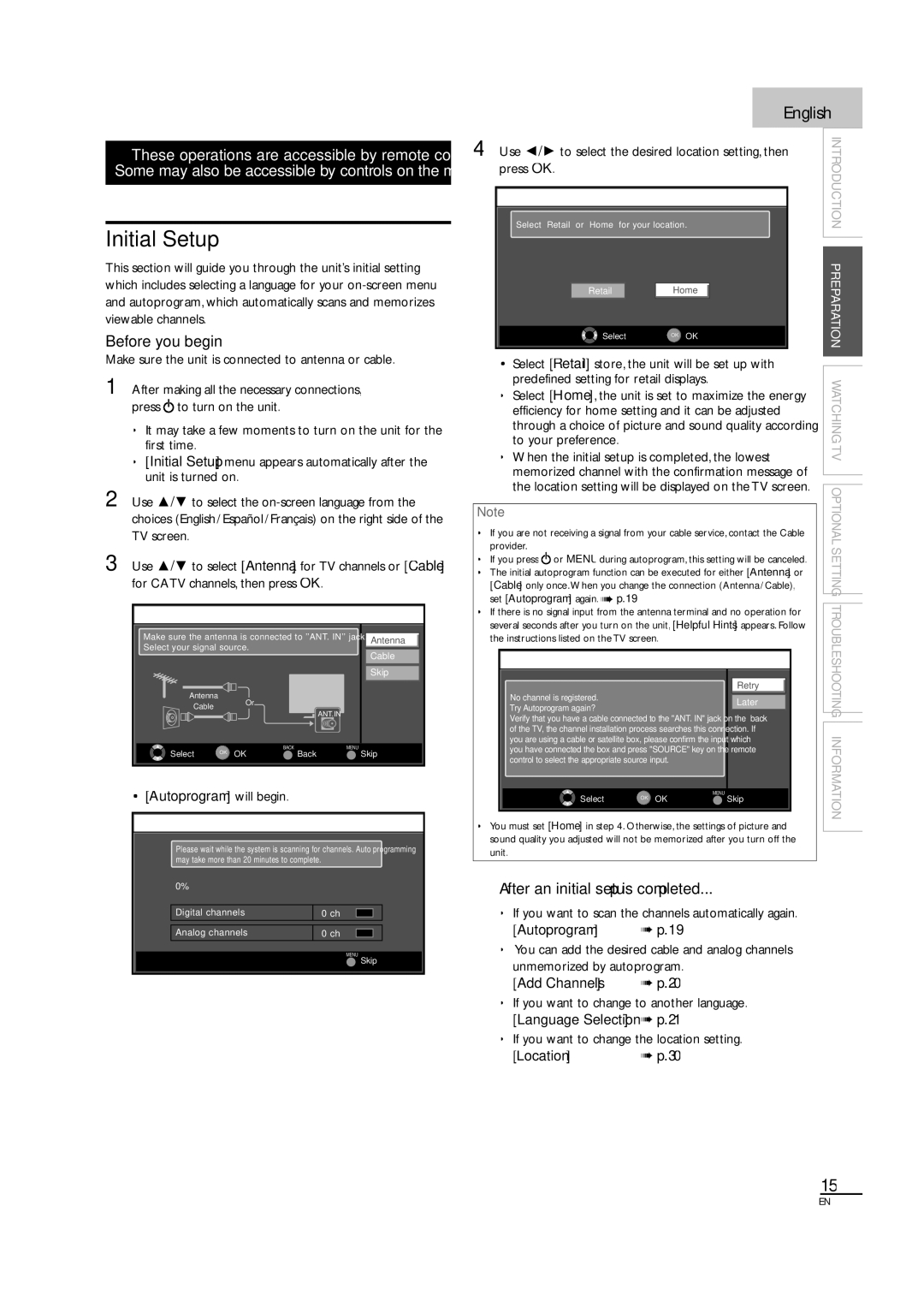 Philips 46MF440B/F7, 46MF460B owner manual Initial Setup 