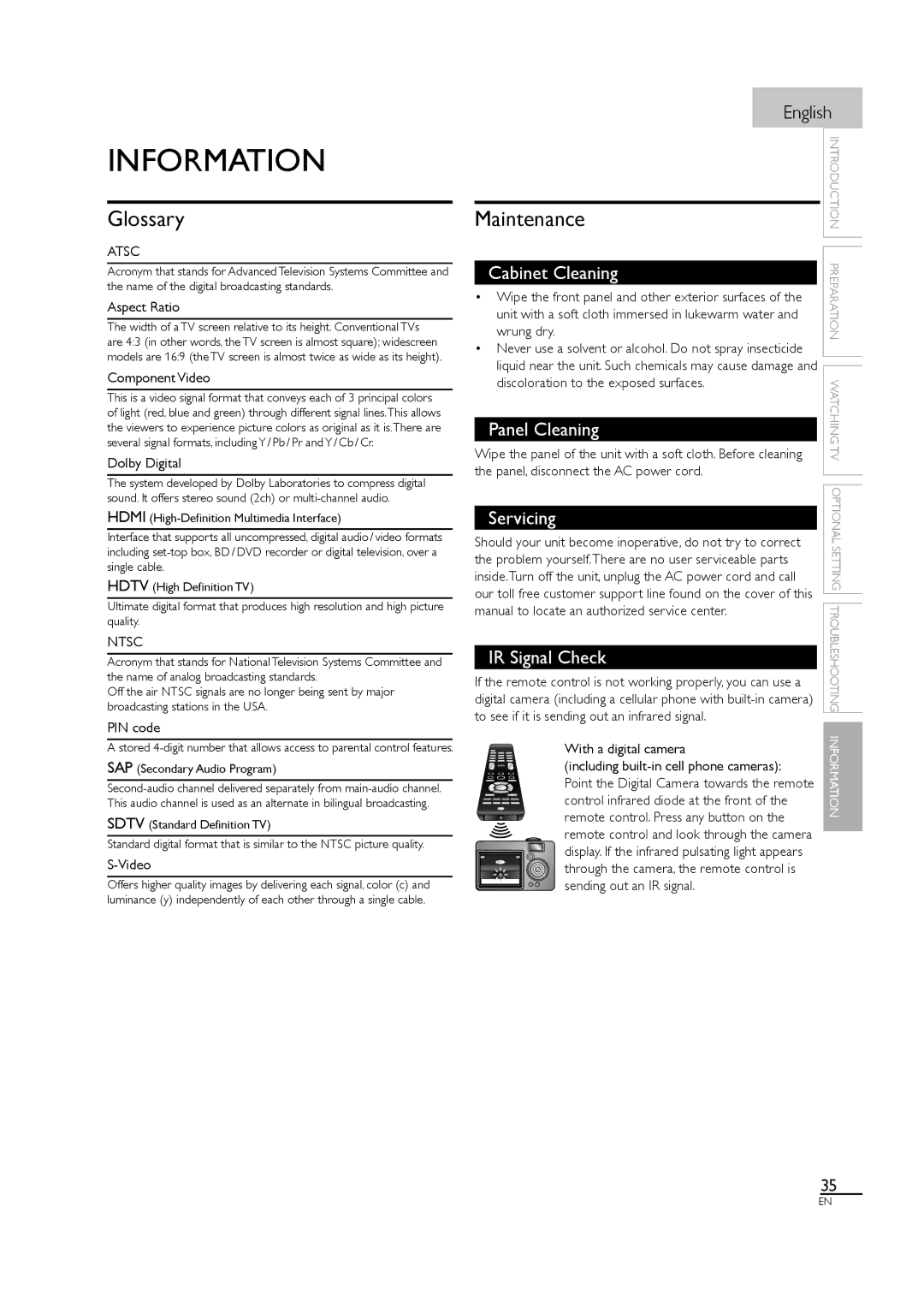 Philips 46MF460B, 46MF440B/F7 owner manual Information, Glossary, Maintenance 