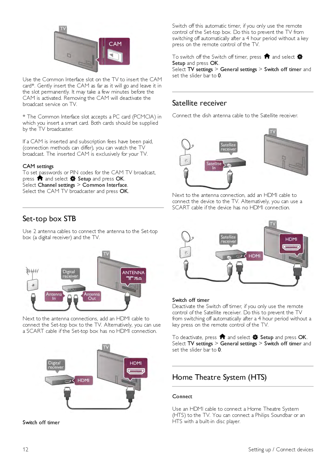 Philips 46PDL890, 55PDL890 user manual Set-top box STB, Satellite receiver, Home Theatre System HTS 