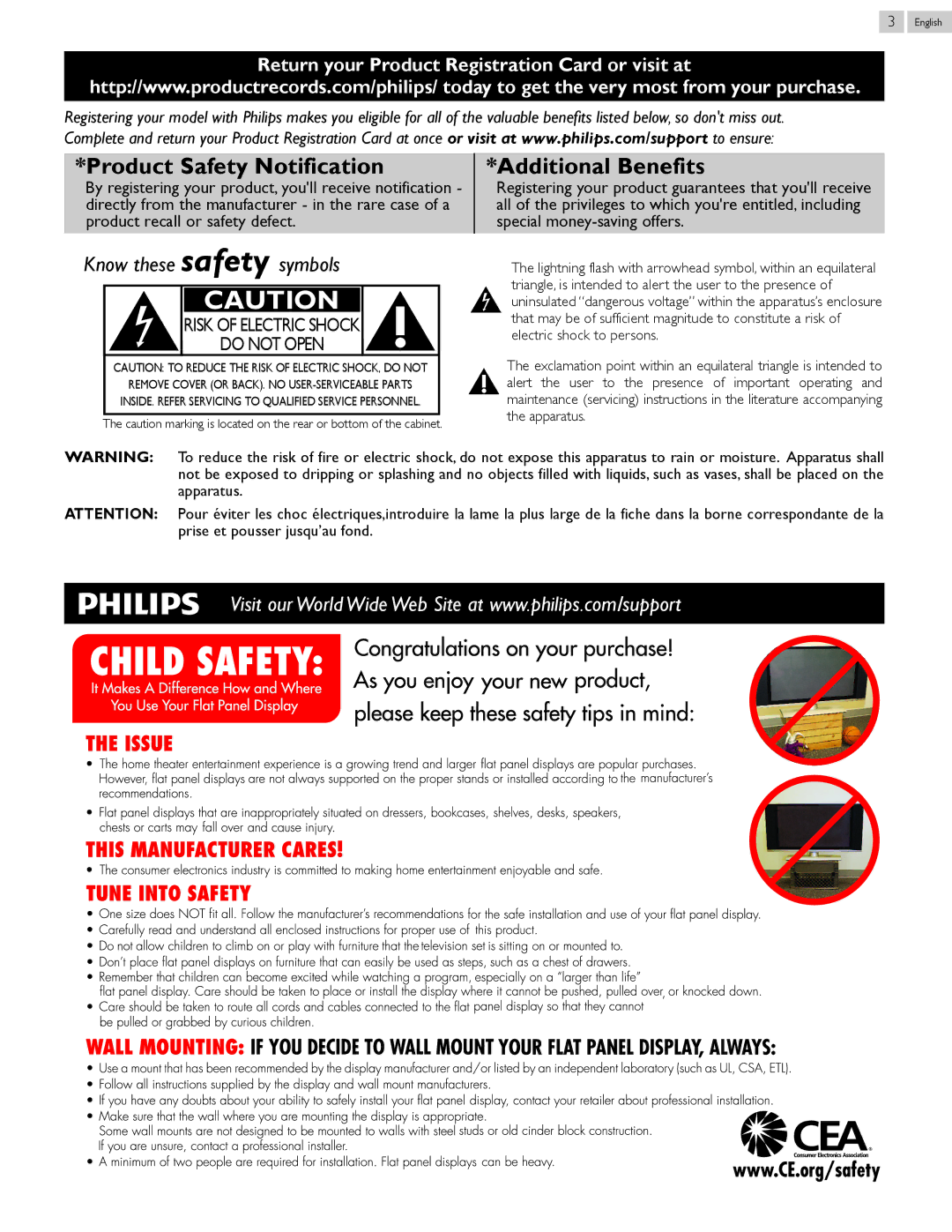 Philips 55PFL5907, 46PFL5907 user manual Product Safety Notification Additional Benefits 