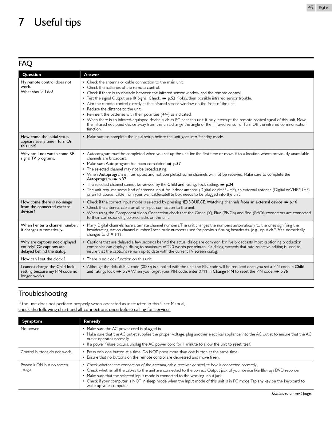 Philips 55PFL5907, 46PFL5907 user manual Useful tips, Troubleshooting 