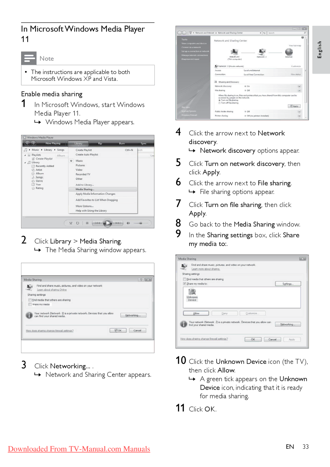 Philips 52PFL8605S/98, 46PFL8605S/98, 42PFL8605S/98, 40PFL6605S/98, 46PFL6605S/98 user manual Microsoft Windows Media Player 