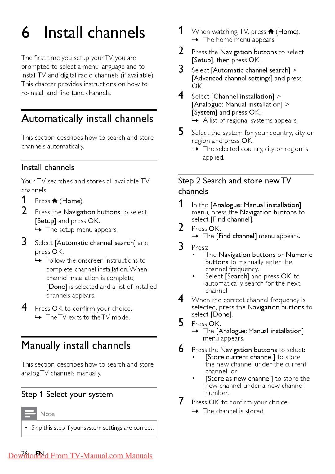 Philips 40PFL6605 /98, 46PFL8605S/98 user manual Install channels, Automatically install channels, Manually install channels 