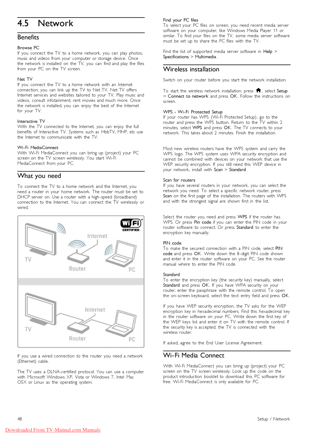 Philips 46PFL9706 manual Benefits, Wireless installation, Scan for routers, Setup / Network 