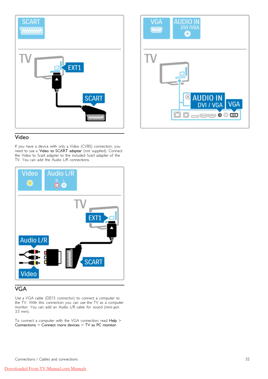 Philips 46PFL9706 manual Video, Vga 