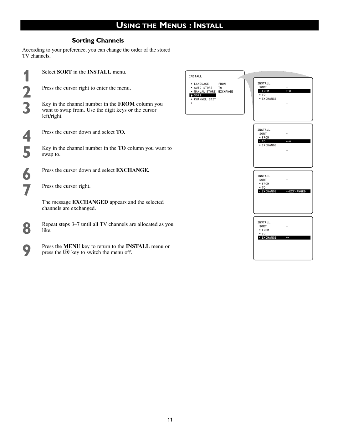 Philips 55PP8745, 46PP8745 manual Sorting Channels 