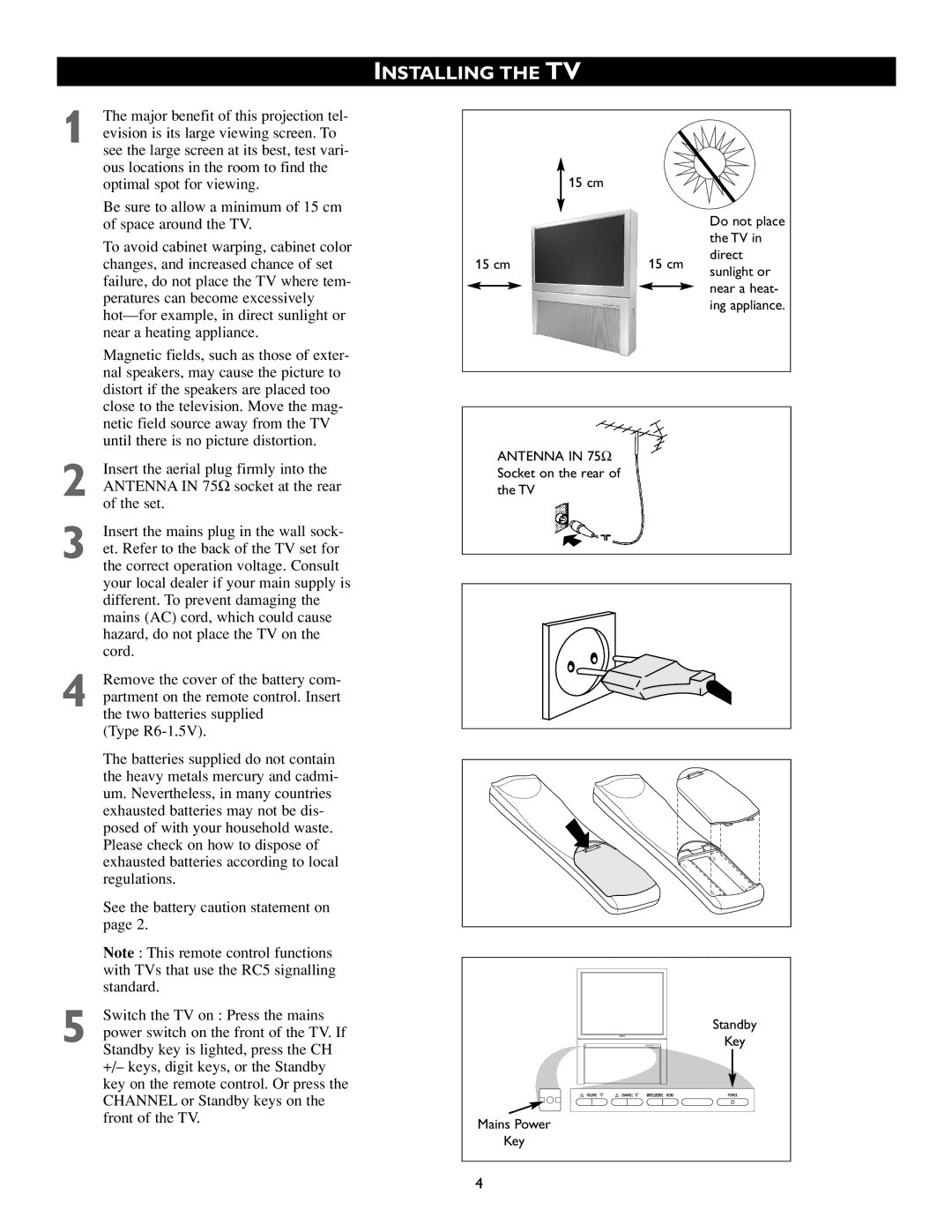 Philips 46PP8745, 55PP8745 manual Installing the TV 