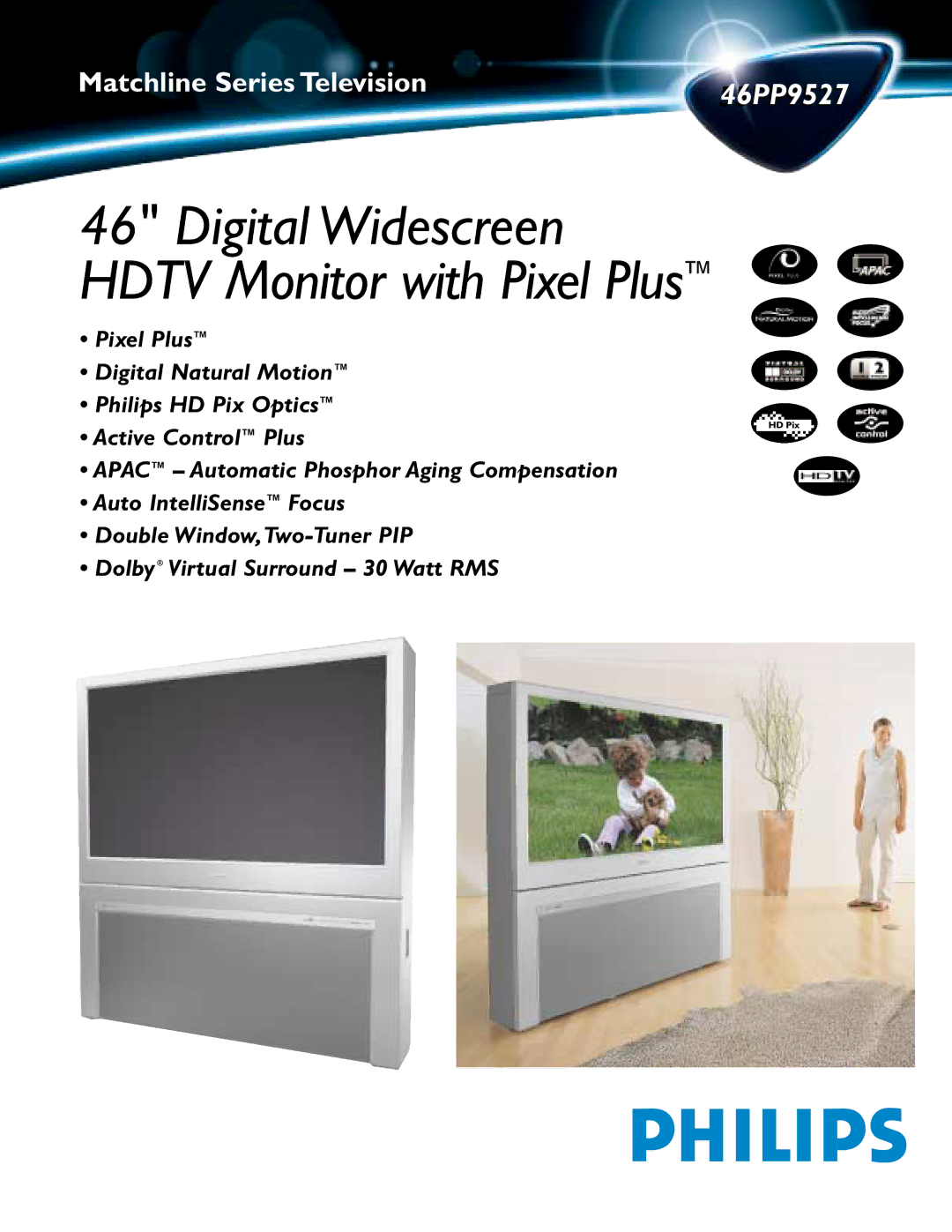 Philips 46PP9527 manual Digital Widescreen Hdtv Monitor with Pixel Plus 