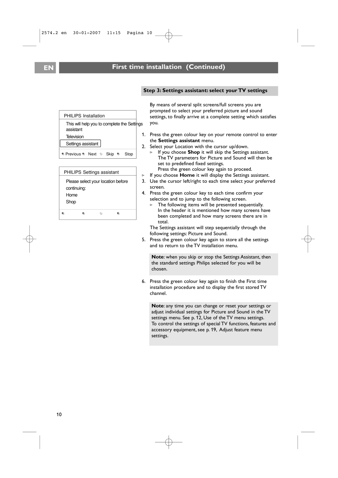 Philips 47PF9541/98 user manual Settings assistant select your TV settings 