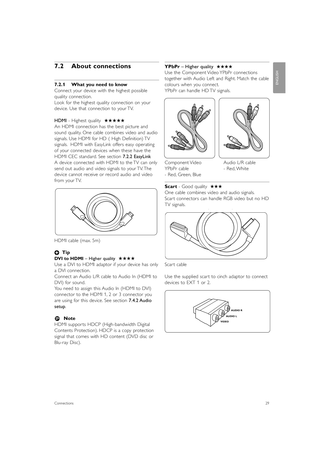 Philips 42PFL5603, 47PFL5603, 32PFL7403 manual About connections, What you need to know, Hdmi cable max m 