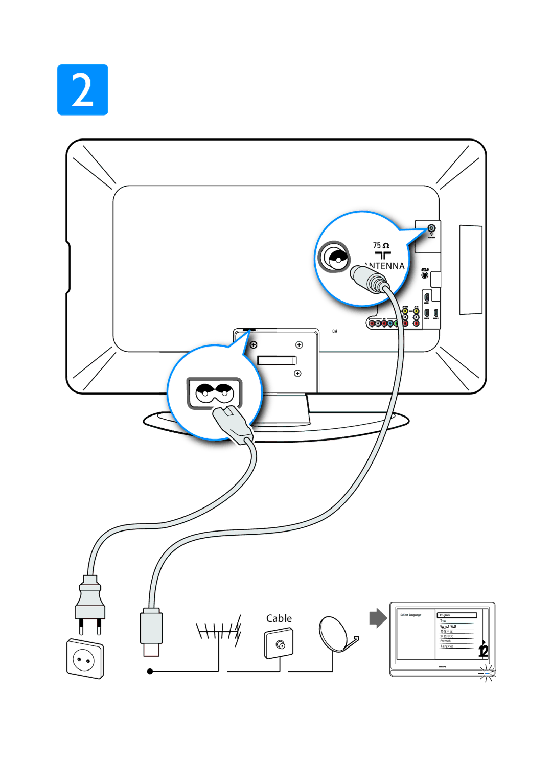 Philips 47PFL7409S/98, 42PFL7409S/98, 42PFL7409/98, 47PFL7409/98 manual Cable 