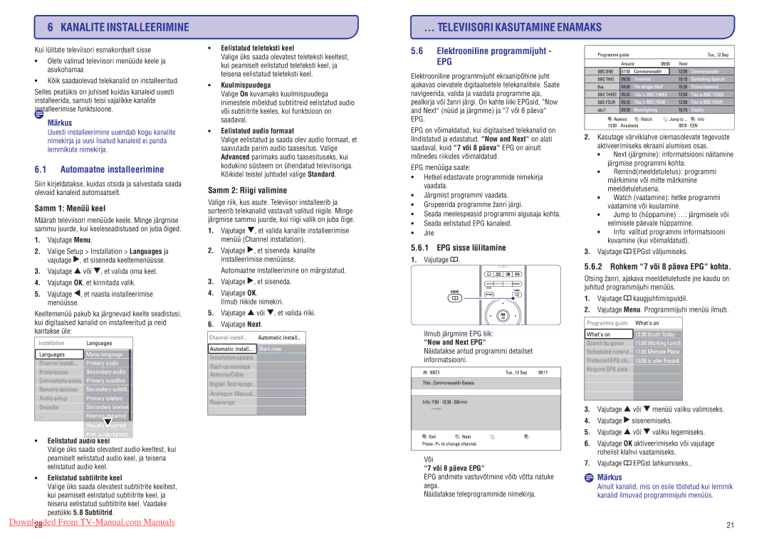 Philips 47PFL7433D manual Automaatne installeerimine, Elektrooniline programmijuht 