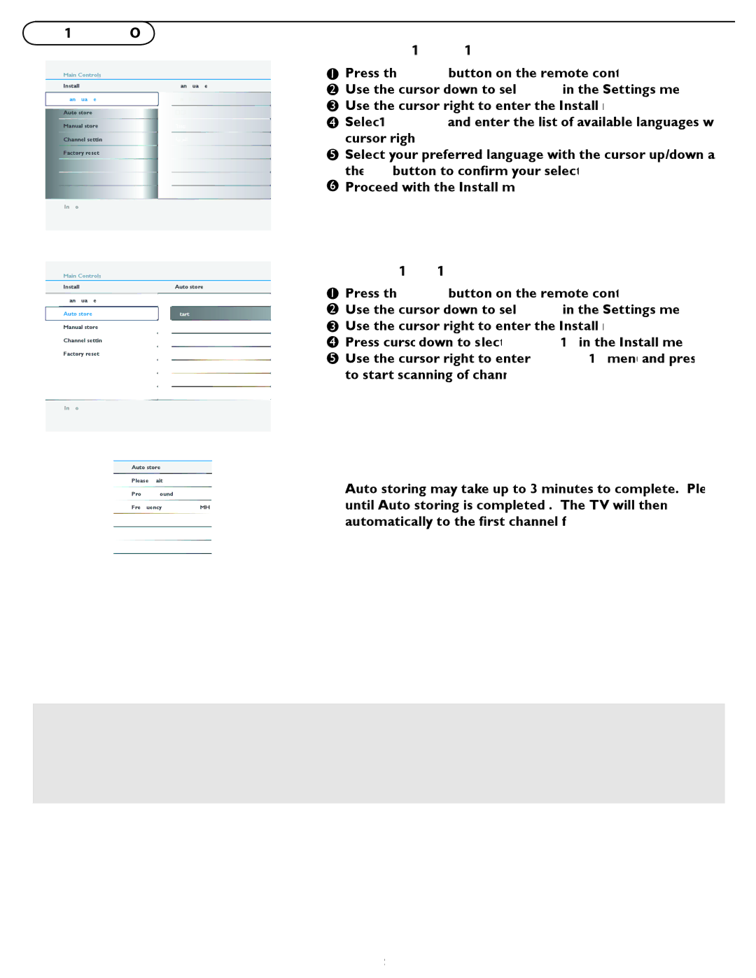 Philips 47PFL7482 user manual TV menu-Install Select the menu language, Store TV channels, English, Start ? 