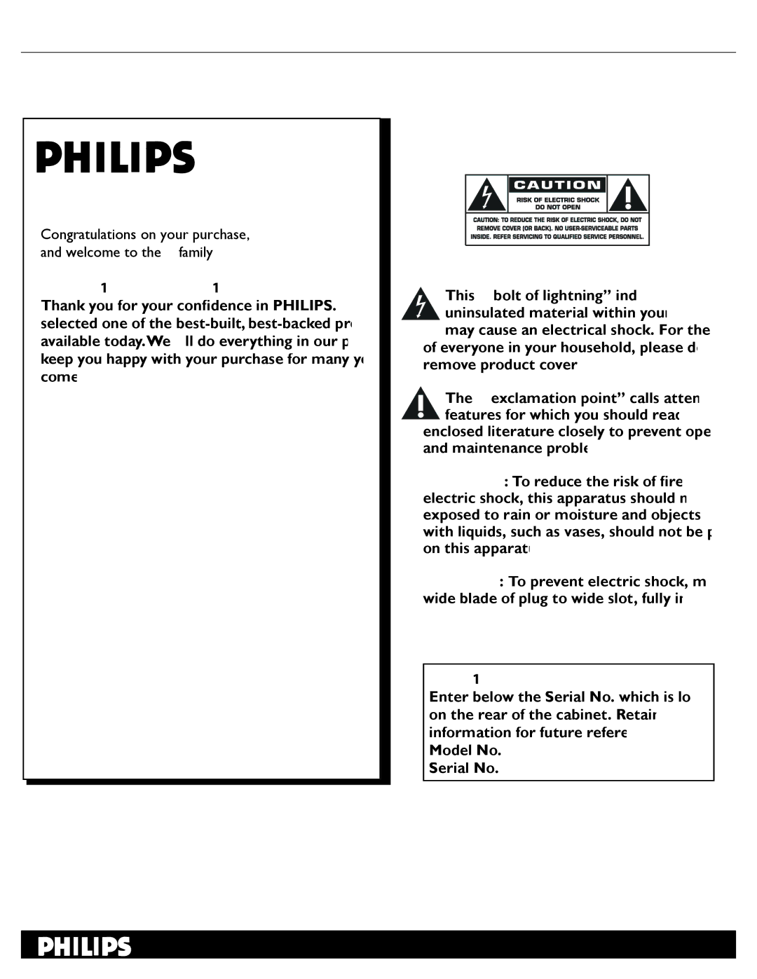 Philips 47PFL7482 user manual Lcome, Dear Philips product owner, For Customer Use 