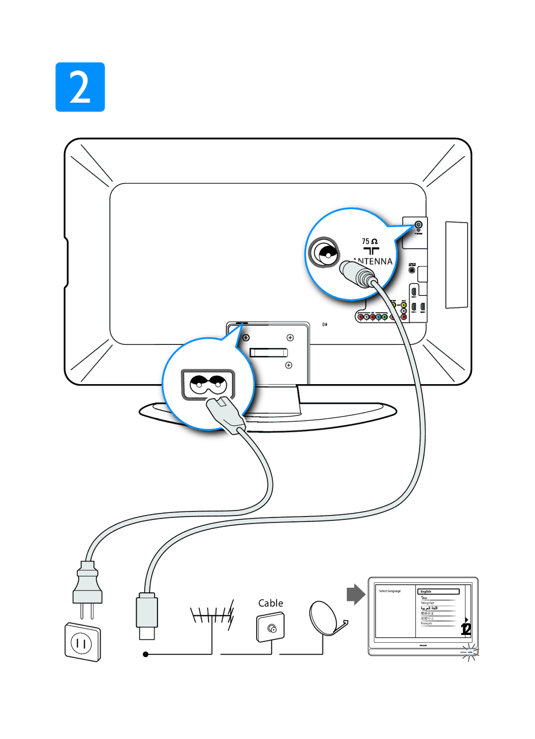 Philips 52PFL9509/93, 47PFL9509/93, 42PFL9509/93, 42PFL7409/93, 47PFL7409/93 manual Cable 