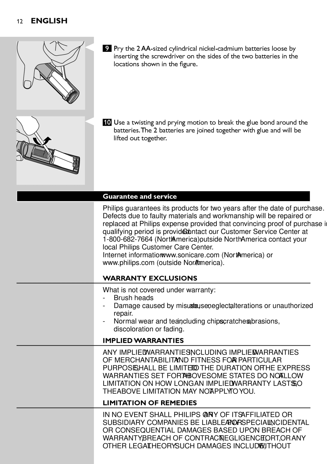 Philips 5000 Series manual Guarantee and service, Warranty Exclusions 