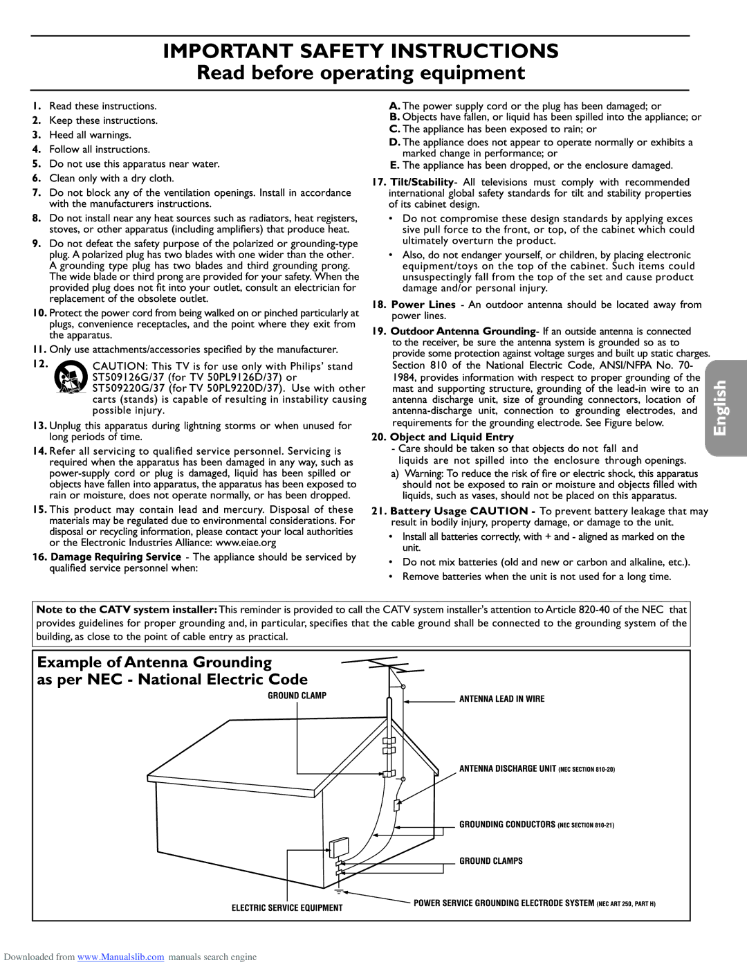 Philips 50PL9220D user manual 