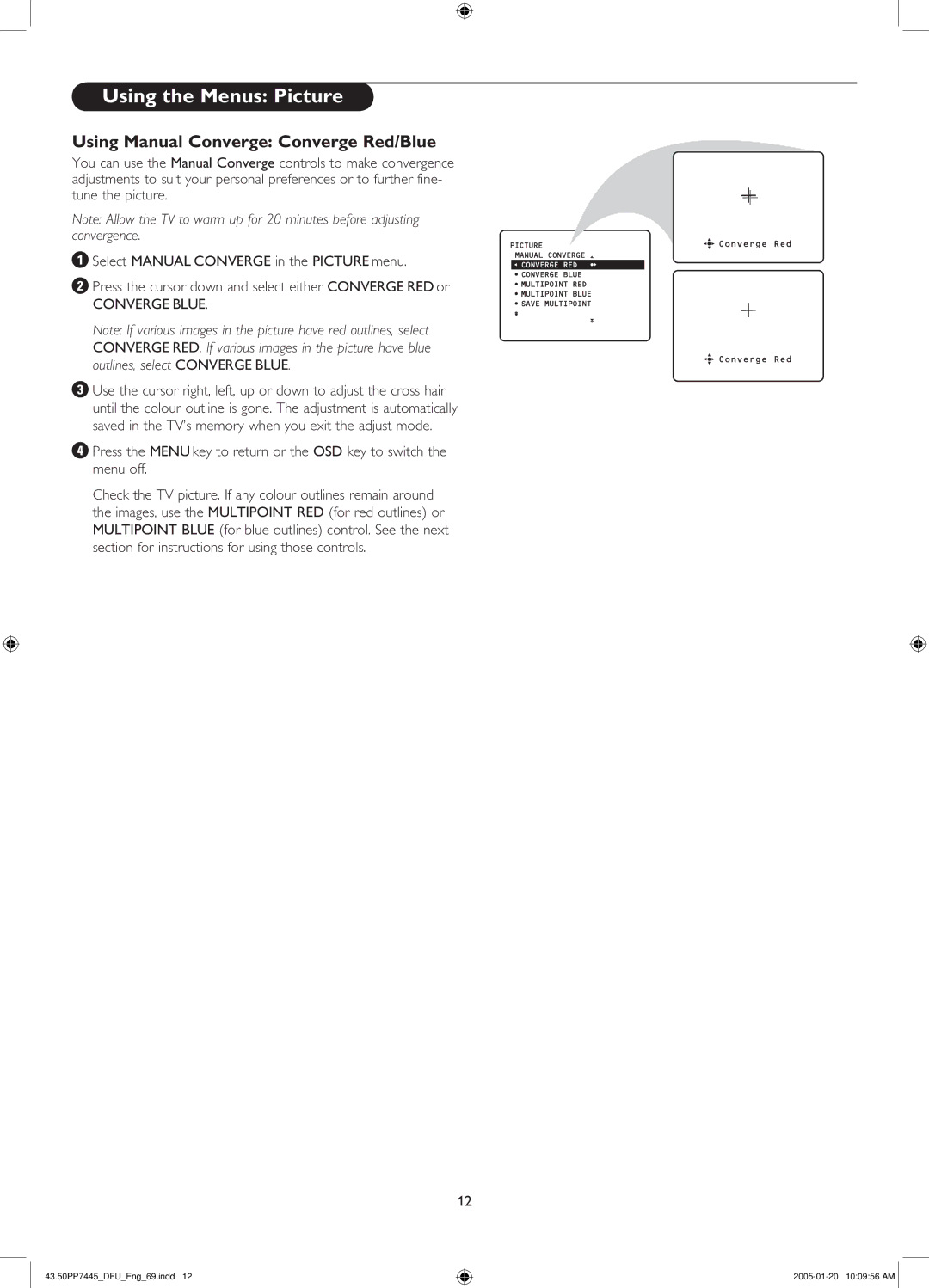 Philips 50PP7445/69 manual 5SINGI-ANUAL #ONVERGEE#ONVERGE 2EDLUE 