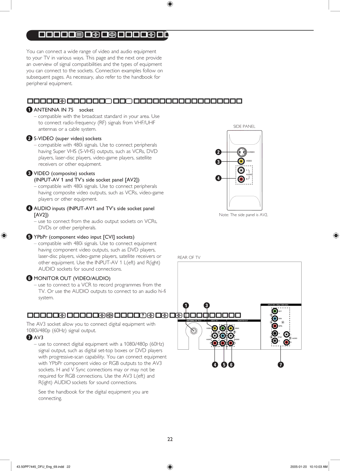 Philips 50PP7445/69 manual VERVIEWV3TANDARD NPUTS/UTPUTS, VerviewVighdefinitionfnputs 