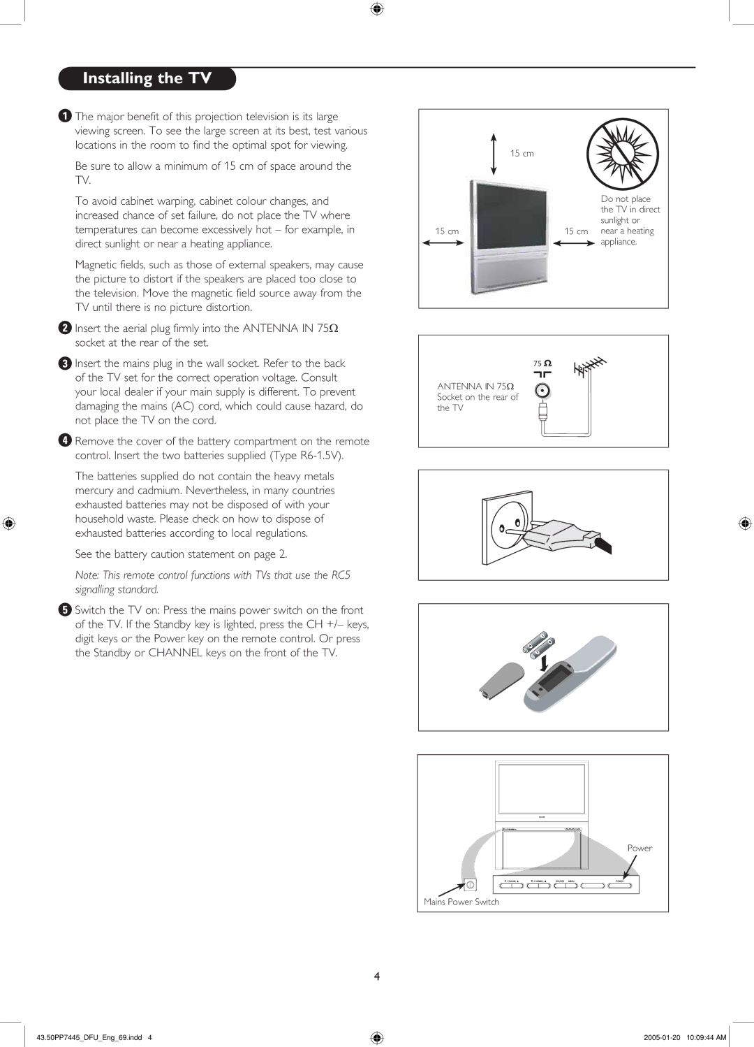 Philips 50PP7445/69 manual Nstalling THEH46, Sure to Allowlaaminimumiof  CM of Spaceaaround Theh 46 