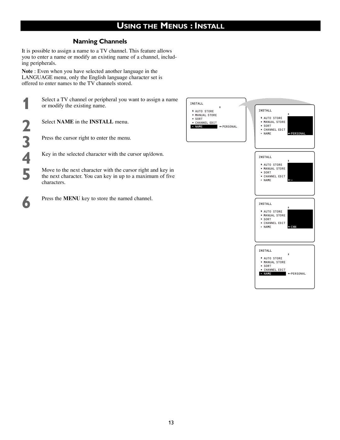 Philips 43PP8541, 50PP8541 manual Naming Channels, Name ‰ Personal 