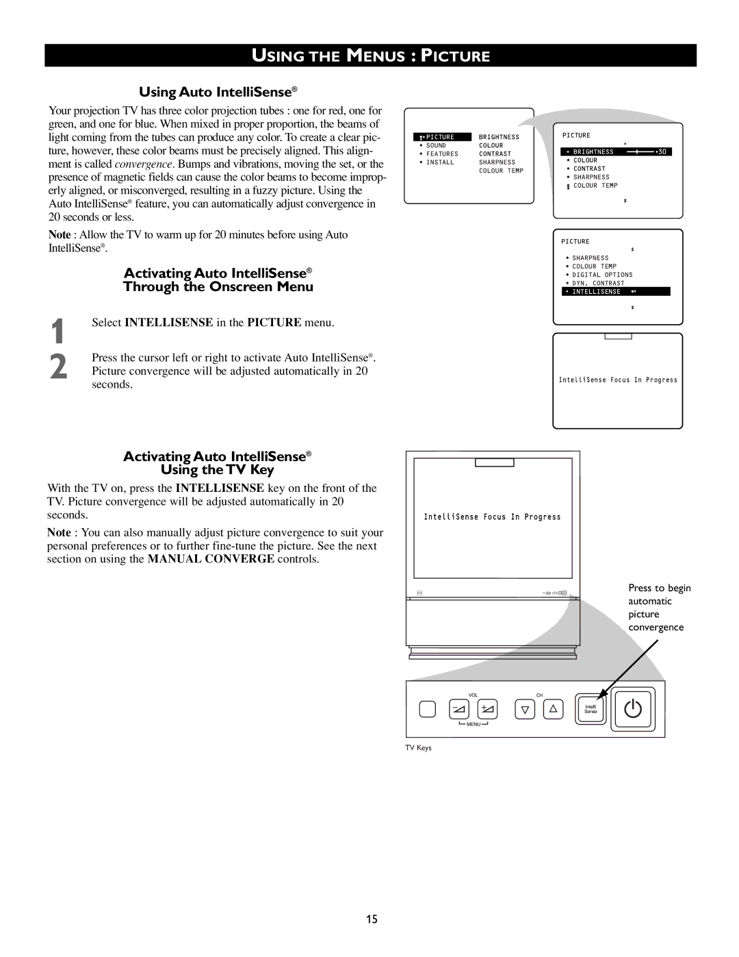 Philips 43PP8541, 50PP8541 manual Using Auto IntelliSense, Activating Auto IntelliSense Through the Onscreen Menu 