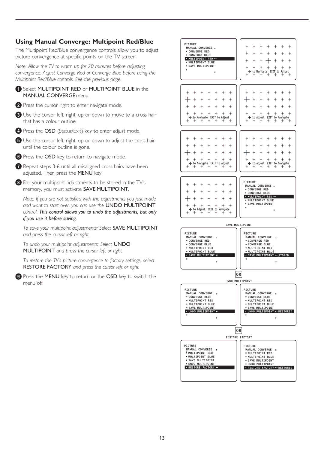 Philips 43PP8545, 50PP8545 user manual Using Manual Converge Multipoint Red/Blue 