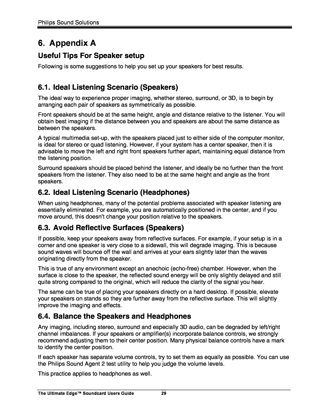 Philips 5.1 manual Appendix A, Useful Tips For Speaker setup, Ideal Listening Scenario Speakers 
