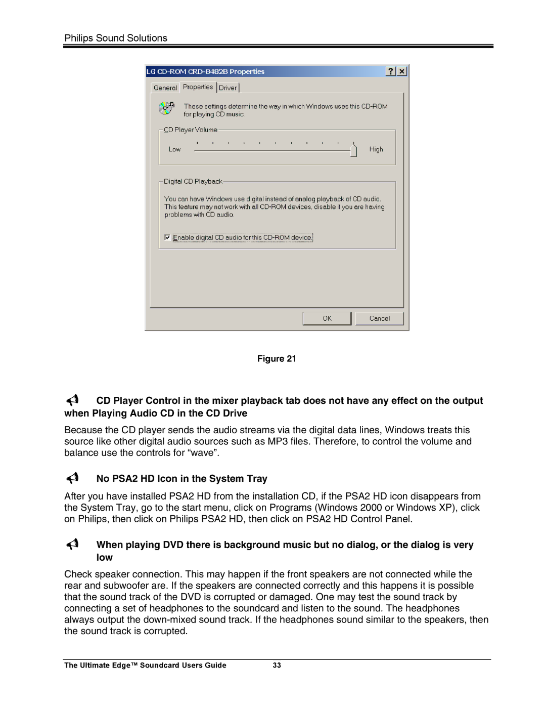 Philips 5.1 manual No PSA2 HD Icon in the System Tray 