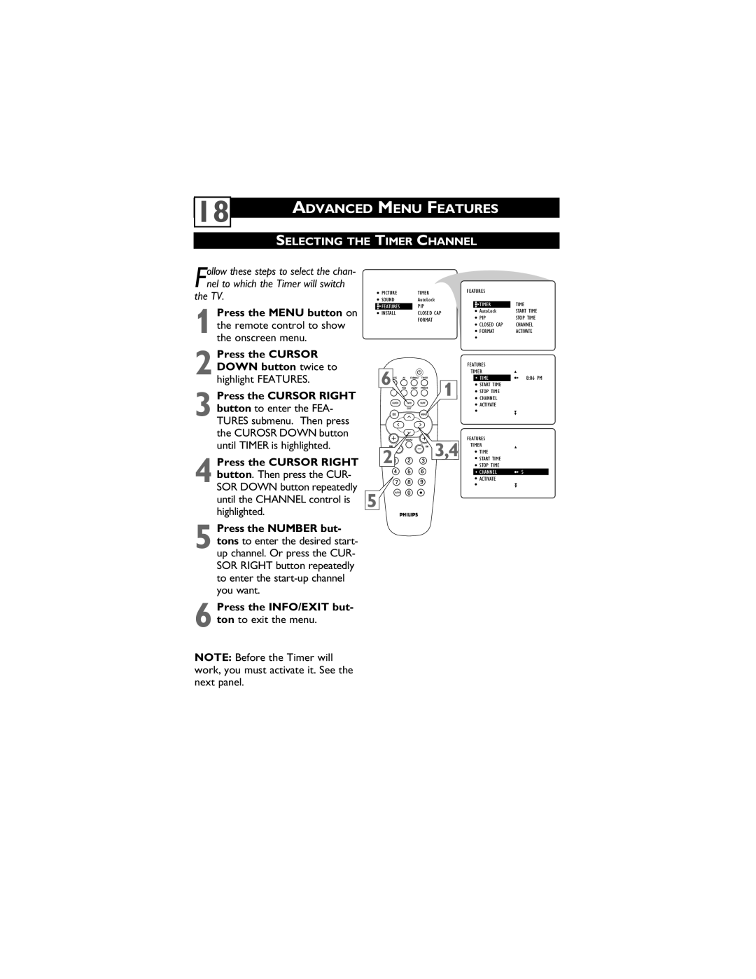 Philips 51PP9910, 55PP9910 user manual Selecting the Timer Channel 