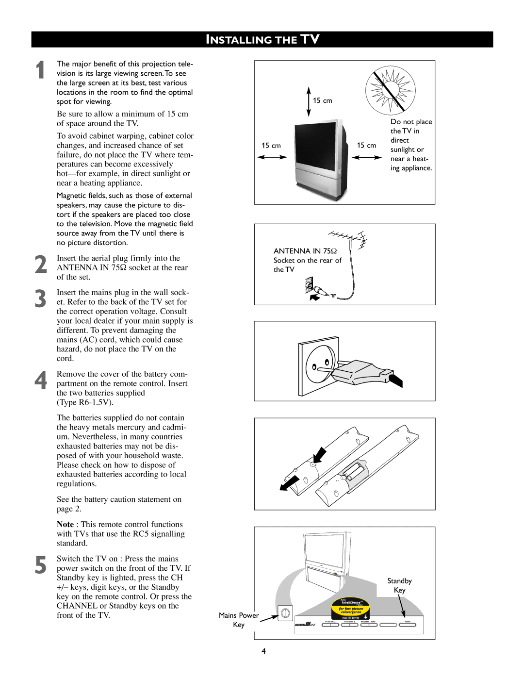 Philips 51PW9527, 46PW9527 manual Installing the TV, Spot for viewing, No picture distortion 