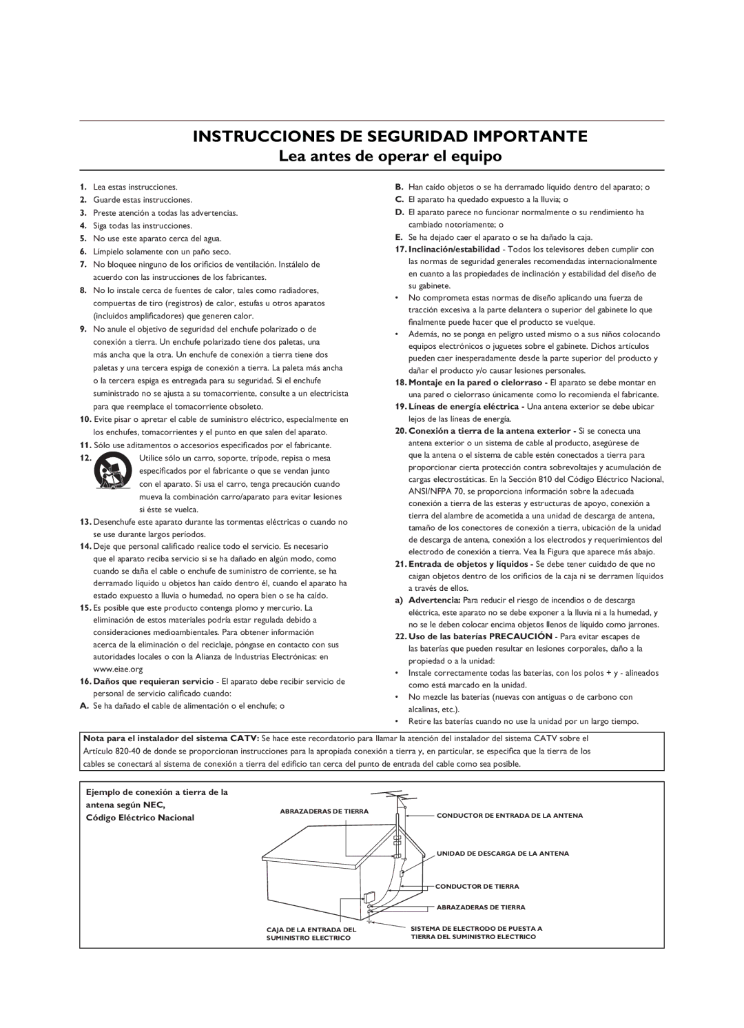 Philips 26PFL5322, 52PFL5432, 42PFL7342, 42PFL5432, 32PFL7342, 37PFL5332, 42PFL5332 Importante, Lea antes de operar el equipo 