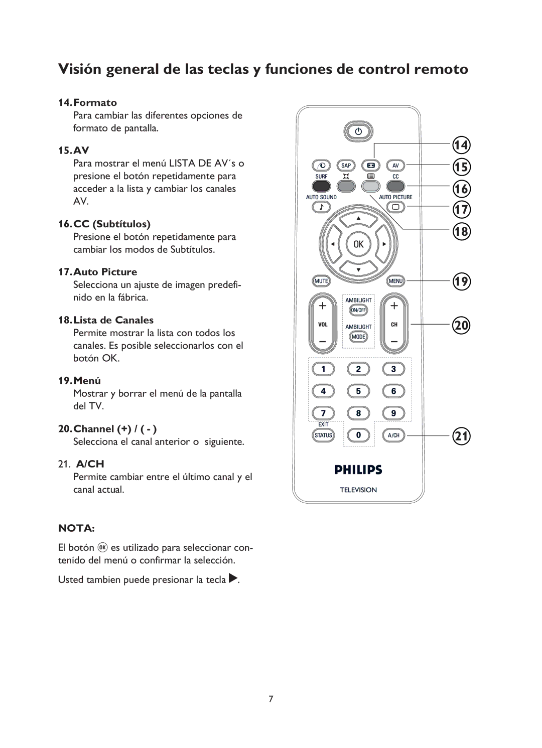 Philips 32PFL5332, 52PFL5432, 42PFL7342, 42PFL5432, 26PFL5322, 32PFL7342, 37PFL5332, 42PFL5332 manual Nota 