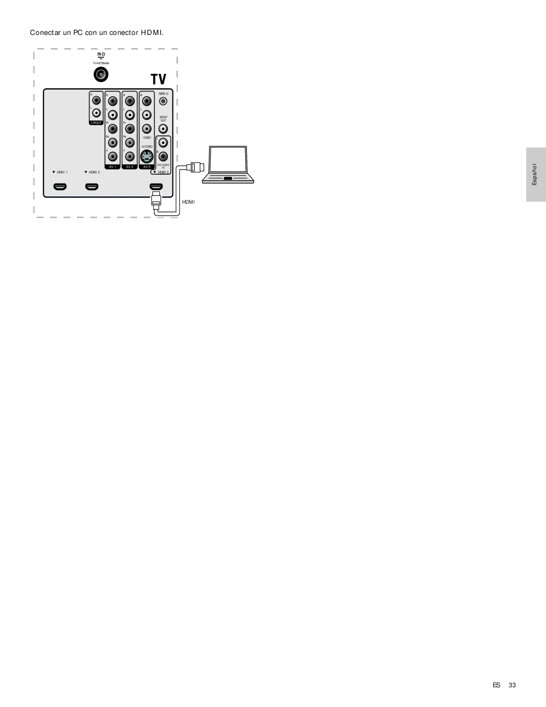 Philips 47PFL7704D, 52PFL6704D, 42PFL6704D, 32PFL6704D, 32PFL7704D, 42PFL7704D, 47PFL6704D Conectar un PC con un conector Hdmi 