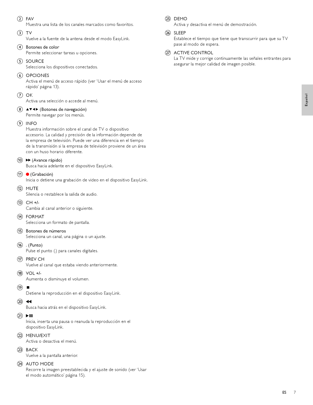 Philips 42PFL6704D, 52PFL6704D, 32PFL6704D, 32PFL7704D, 42PFL7704D, 47PFL6704D, 47PFL7704D user manual Info, Active Control 