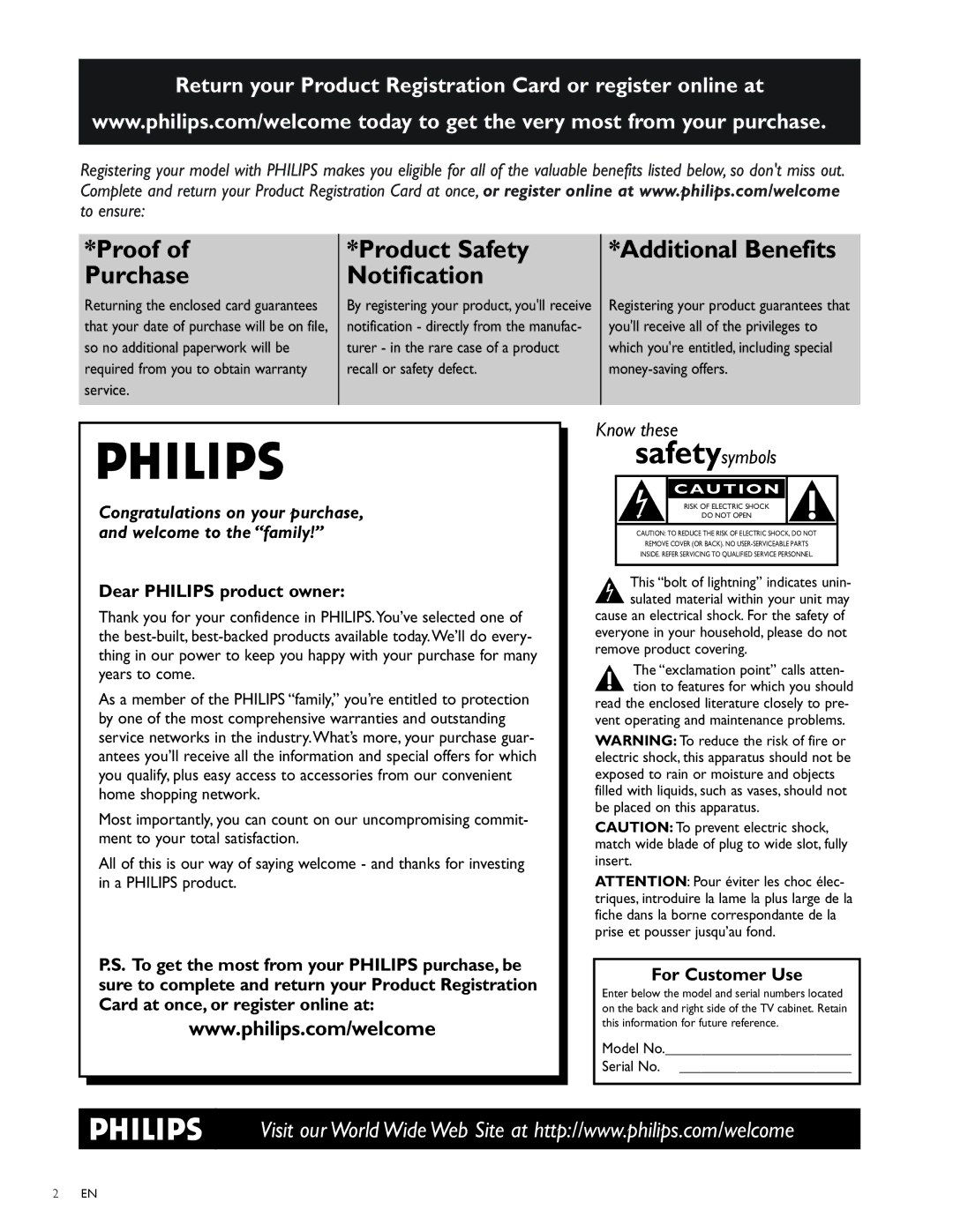 Philips 32PFL7704D, 52PFL6704D, 42PFL6704D So no additional paperwork will be, Which youre entitled, including special 