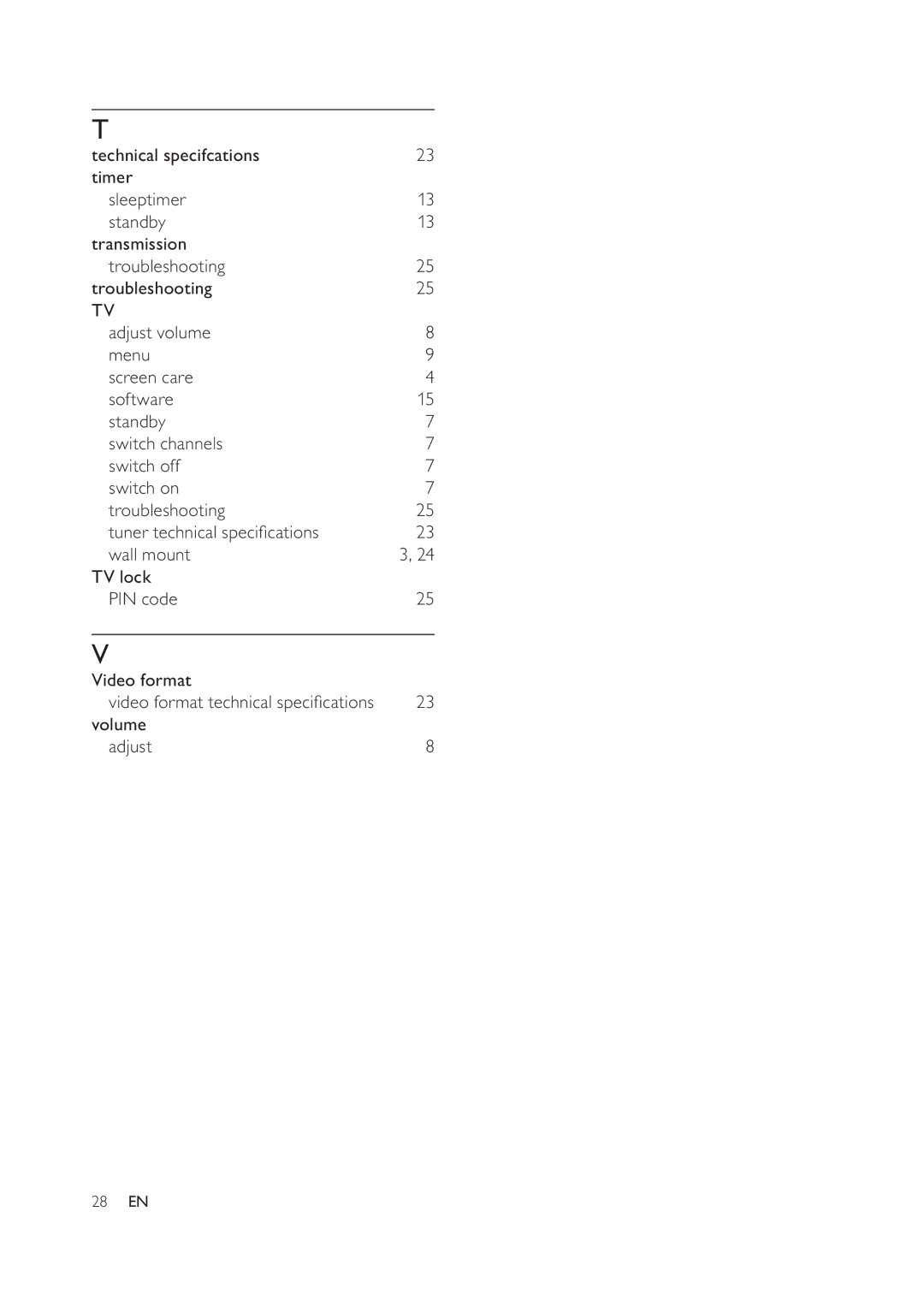 Philips 52PFL7404D/78, 42PFL7404D/78, 42PFL5604D/78, 32PFL5604D/78, 47PFL5604D/78 user manual Volume Adjust, 28 EN 