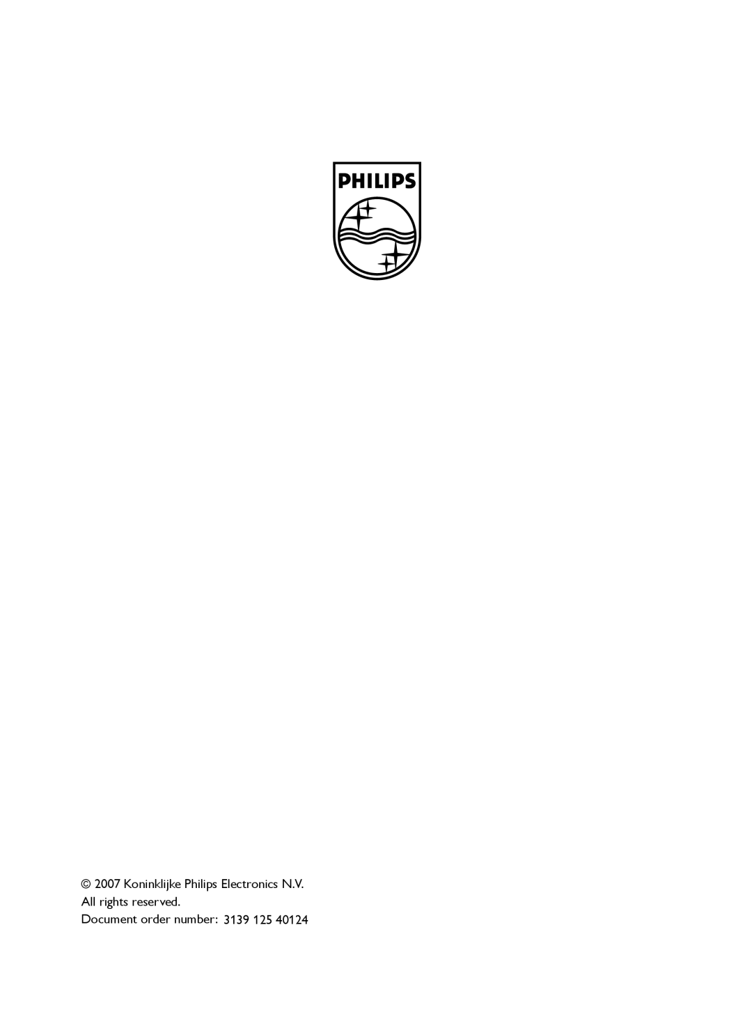 Philips 52PFL7803 user manual Document order number: 3139 125 